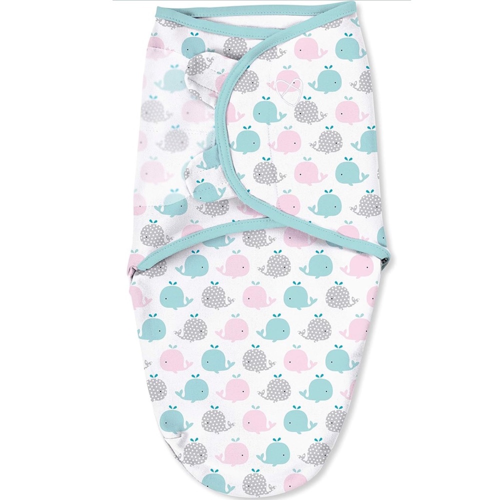 SwaddleMe wrappable baby swaddle blanket small/med used whale 7-14lb